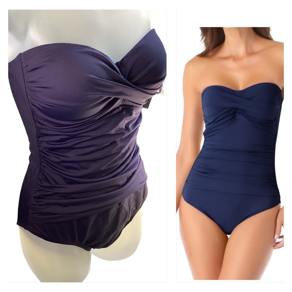 Anne Cole Twist Front Shirred One Piece Swimsuit  B12